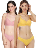 Non Padded Bra Panty Set (Pack Of 2)