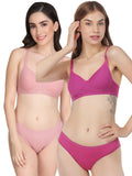 Non Padded Bra Panty Set (Pack Of 2)