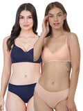 Non Padded Bra Panty Set (Pack Of 2)