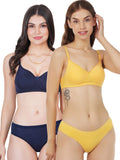 Non Padded Bra Panty Set (Pack Of 2)