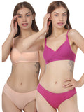 Non Padded Bra Panty Set (Pack Of 2)