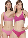 Non Padded Bra Panty Set (Pack Of 2)