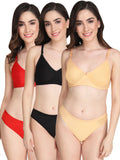 Non Padded Bra Panty Set (Pack Of 3)