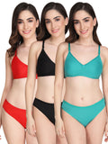 Non Padded Bra Panty Set (Pack Of 3)