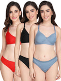 Padded Bra Panty Set (Pack Of 3)