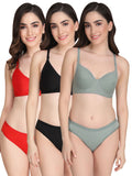 Padded Bra Panty Set (Pack Of 3)