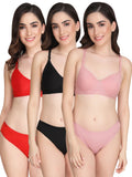 Padded Bra Panty Set (Pack Of 3)