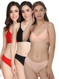Padded Bra Panty Set (Pack Of 3)