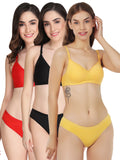 Padded Bra Panty Set (Pack Of 3)