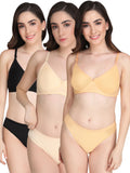 Padded Bra Panty Set (Pack Of 3)