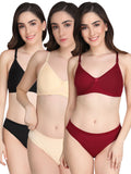 Padded Bra Panty Set (Pack Of 3)