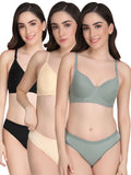 Padded Bra Panty Set (Pack Of 3)