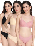 Padded Bra Panty Set (Pack Of 3)