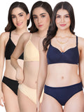 Padded Bra Panty Set (Pack Of 3)