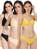 Padded Bra Panty Set (Pack Of 3)