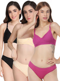 Padded Bra Panty Set (Pack Of 3)