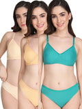 Padded Bra Panty Set (Pack Of 3)