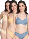 Padded Bra Panty Set (Pack Of 3)