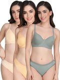 Non Padded Bra Panty Set (Pack Of 3)