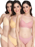 Padded Bra Panty Set (Pack Of 3)