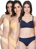 Padded Bra Panty Set (Pack Of 3)
