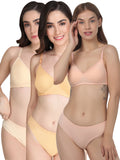 Padded Bra Panty Set (Pack Of 3)