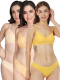 Padded Bra Panty Set (Pack Of 3)