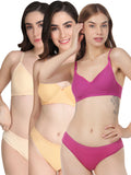 Padded Bra Panty Set (Pack Of 3)
