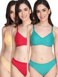 Padded Bra Panty Set (Pack Of 3)