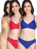 Padded Bra Panty Set (Pack Of 3)