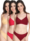 Padded Bra Panty Set (Pack Of 3)