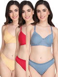 Padded Bra Panty Set (Pack Of 3)