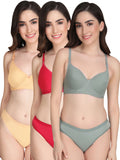 Non Padded Bra Panty Set (Pack Of 3)