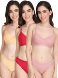 Padded Bra Panty Set (Pack Of 3)