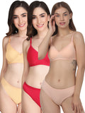 Padded Bra Panty Set (Pack Of 3)