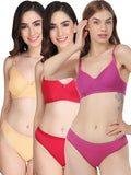 Padded Bra Panty Set (Pack Of 3)