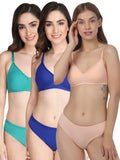 Padded Bra Panty Set (Pack Of 3)