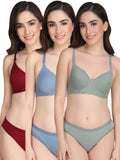 Non Padded Bra Panty Set (Pack Of 3)