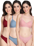 Padded Bra Panty Set (Pack Of 3)