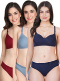 Padded Bra Panty Set (Pack Of 3)