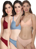 Padded Bra Panty Set (Pack Of 3)