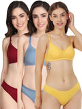 Padded Bra Panty Set (Pack Of 3)