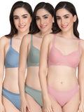 Non Padded Bra Panty Set (Pack Of 3)
