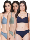 Non Padded Bra Panty Set (Pack Of 3)