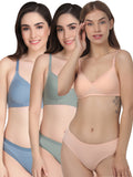Padded Bra Panty Set (Pack Of 3)