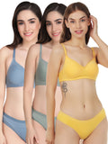 Padded Bra Panty Set (Pack Of 3)