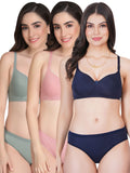 Non Padded Bra Panty Set (Pack Of 3)