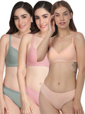 Padded Bra Panty Set (Pack Of 3)