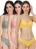 Padded Bra Panty Set (Pack Of 3)