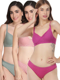 Padded Bra Panty Set (Pack Of 3)